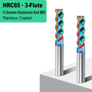 HRC65 U-Groove 3-Flute Rainbow Coated Aluminum End Mill